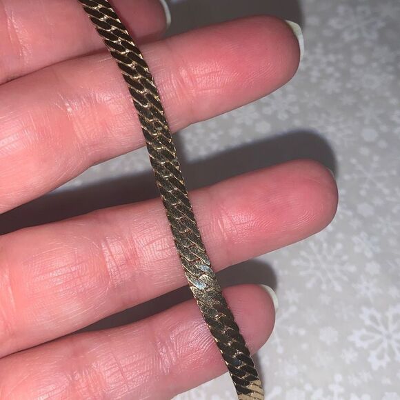 Vintage Gold Herringbone Chain Bracelet Korea 7.5” - Picture 9 of 13